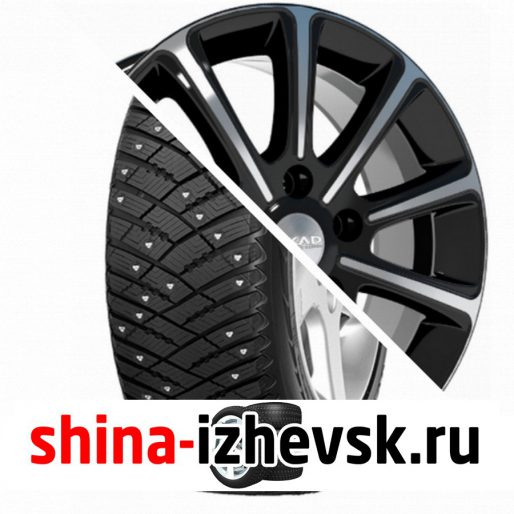 Колесо в сборе Goodyear Ultra Grip Ice Arctic 215/60 R16 T 99 + СКАД Милан 6.5xR16 5×114.3 ET45 DIA60.1 Черный глянцевый с полированной лицевой поверхностью в Ижевске